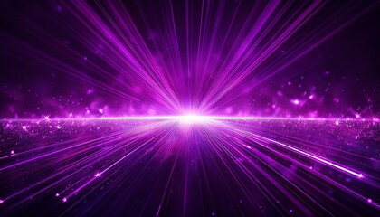 Obraz premium Bright purple light effect with rays and highlights, glow particle, black background