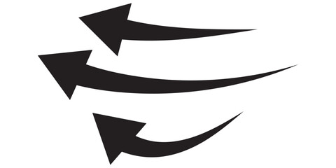 Hand painted, hand draw sketchy curve arrow blue arrow isolated on white background. This has clipping path.