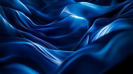 Obraz premium Abstract blue waves, flowing fabric, smooth curves, dynamic texture, elegant design, luxurious backdrop.