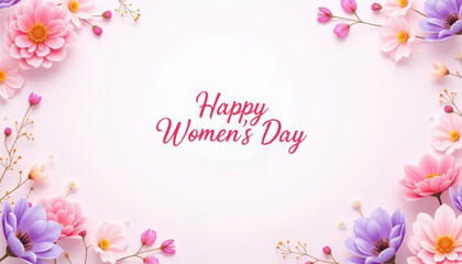 Happy Women's Day Card with Purple Florals