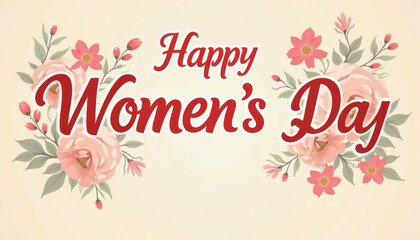 Obraz premium Happy Women's Day Card with Floral Border
