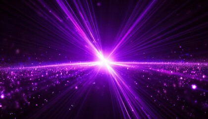 Naklejka premium Bright purple light effect with rays and highlights, glow particle, black background
