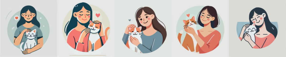 girls and cats