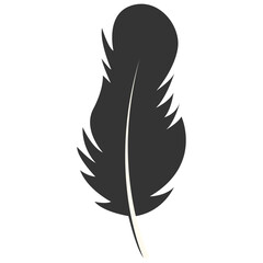 Obraz premium Black Silhouette of Majestic Feather. Isolated on White Background. Vector Illustration