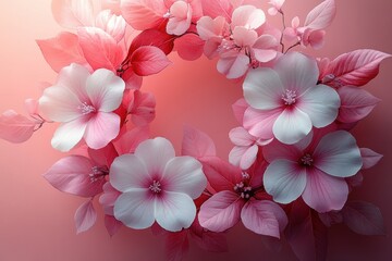 Soft Watercolor Pastel Wreath with Pink and White Flowers
