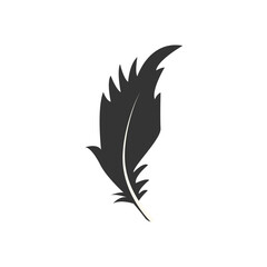 Obraz premium Black Silhouette of Majestic Feather. Isolated on White Background. Vector Illustration