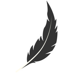 Obraz premium Black Silhouette of Majestic Feather. Isolated on White Background. Vector Illustration