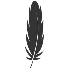 Obraz premium Black Silhouette of Majestic Feather. Isolated on White Background. Vector Illustration
