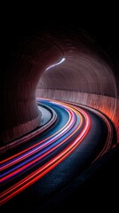 Futuristic Tunnel Light Trails  Speed  Motion  Abstract  Night Drive