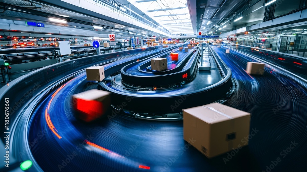 Poster fast automated package sorting system conveyor belt logistics warehouse distribution c