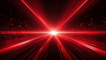 Bright red light effect with rays and highlights, glow particle, black background