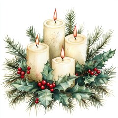 Hand-painted Christmas Candle Arrangement