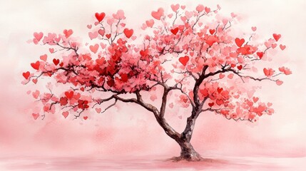 Fototapeta premium Soft Brown Tree with Heart-Shaped Branches in Gentle Tones