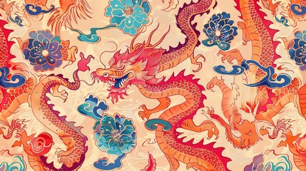 Chinese dragon seamless pattern wallpaper