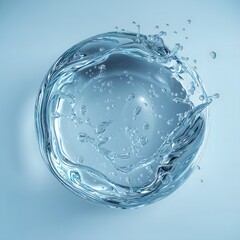 Refreshing sphere of water with splash droplets liquid orb circle and conservation theme