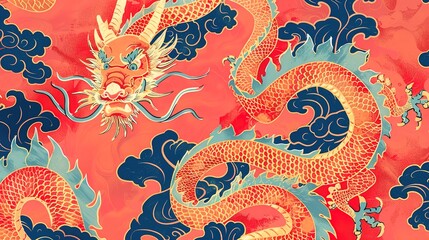 Chinese dragon seamless pattern wallpaper