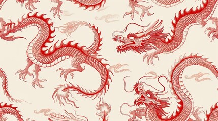 Chinese dragon seamless pattern wallpaper