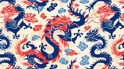 Chinese dragon seamless pattern wallpaper