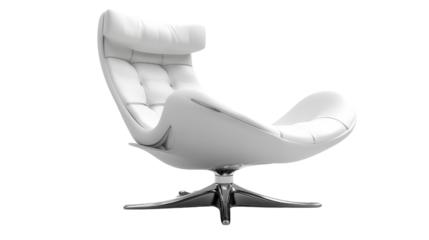 Elegant Minimalist White Chair Set Against Dramatic Black Background Creating a Striking Contrast and Modern Aesthetic isolated on a white background