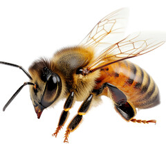 Fototapeta premium A Closeup of a Bee Resting on a Petal Against a Dark Background Highlighting Its Intricate Details and Natural Beauty isolated on a white background