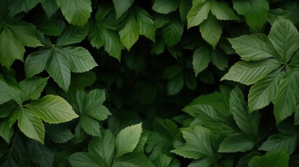 Fototapeta premium Lush green leaves forming a dense natural pattern