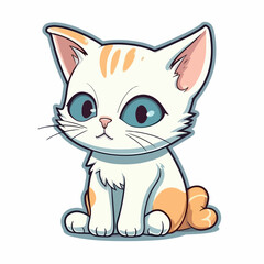 Cute Baby Cat Sticker vector illustration