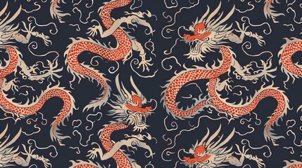 chinese dragon seamless pattern wallpaper