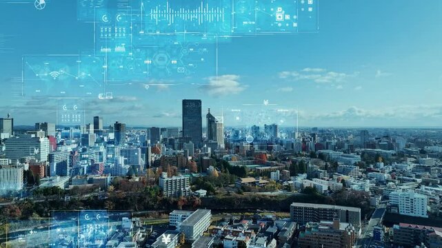 dx, digital, transformation, city, society, technology, business, blue sky, outlook, erp, ai, cloud, asp, api, future, screen, information, data, analysis, construction, development, horizon, bird eye