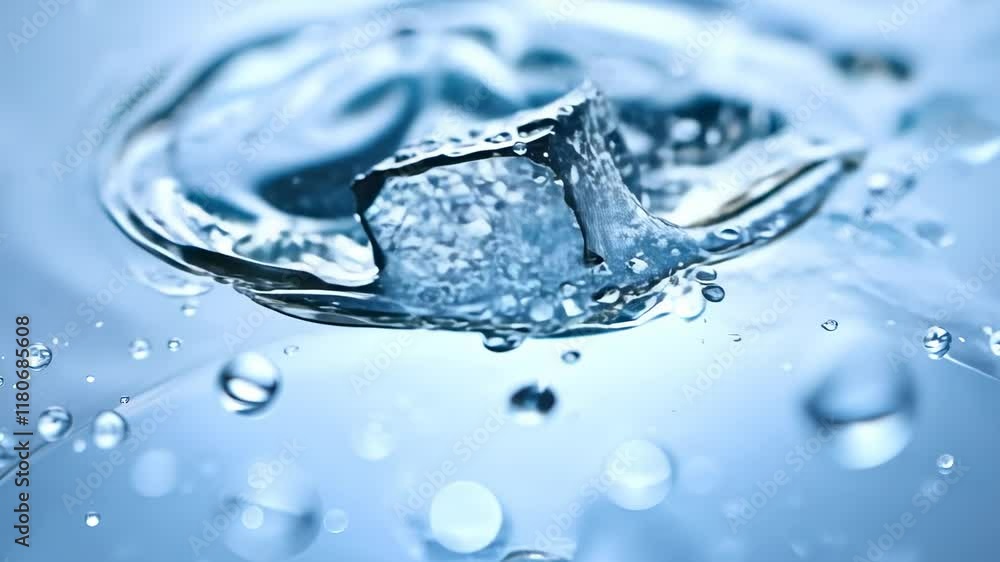 Poster ice cube in water: a refreshing macro shot