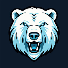 Polar Bear Head Sports Mascot Logo vector illustration