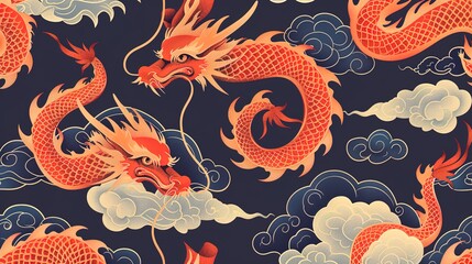 chinese dragon seamless pattern wallpaper