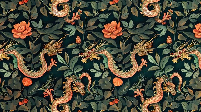 chinese dragon seamless pattern wallpaper