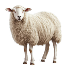 Fototapeta premium A solitary sheep standing gracefully against a deep black background evoking a sense of calm and peaceful isolation isolated on a white background