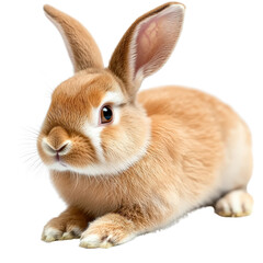 Obraz premium Charming Small Rabbit Perched Gracefully on Deep Black Background Evoking a Sense of Calmness and Innocent Beauty isolated on a white background