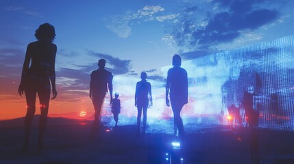Fototapeta premium Digital Sunset: A Journey into the Future
