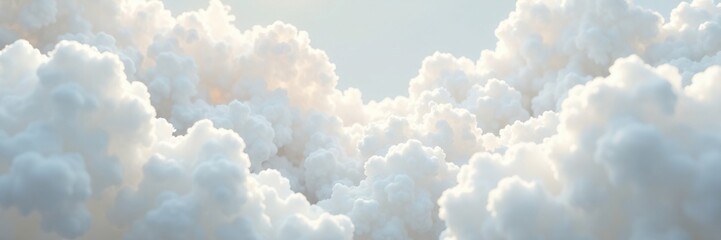 Fluffy white fabrics with swirly cloud-like shapes, peaceful scenes, lightness, whispy threads