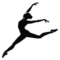 Fototapeta premium Silhouette of Dancer vector silhouette, black color silhouette on a white background
