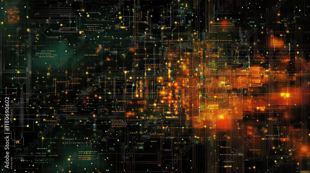Aufkleber abstract digital network data flow.