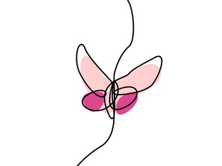 Simple line drawing of a pink butterfly