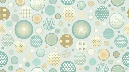 Abstract Pastel Circles Seamless Pattern Design A Delicate and Elegant Background Featuring Various Textured Circles in Soft Green and Beige Hues