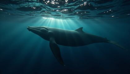 Fototapeta premium Sperm Whale Deep Dive - Ocean Mystery