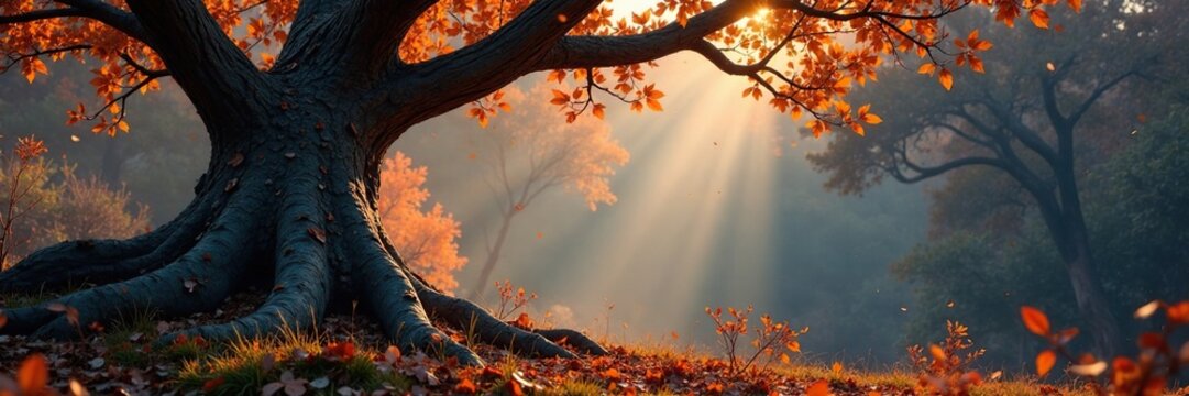 The only sound is the creaking of twisted tree trunks, withered leaves, charred bark, smoky sky