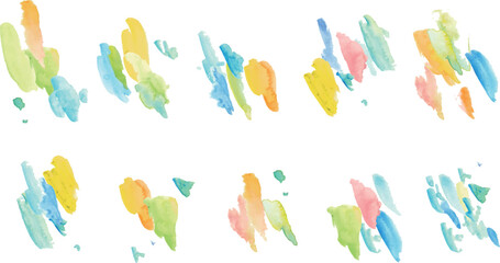 水彩画。水彩タッチの絵の具のシンプルフレーム。インクの跳ねた跡。水彩の抽象イメージ。Watercolor painting. Simple frame of paint with watercolor touch. Ink splashes. Abstract image in watercolor.