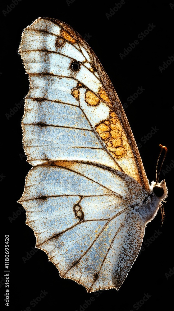 Poster a close-up of a butterfly showcasing its intricate wing patterns and colors.