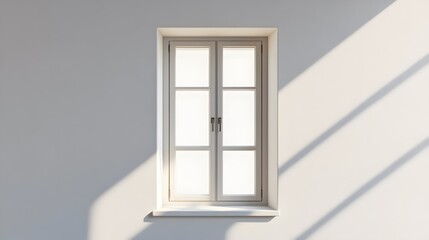 Obraz premium A narrow window with a minimalist frame, giving an unobstructed view against a white backdrop.