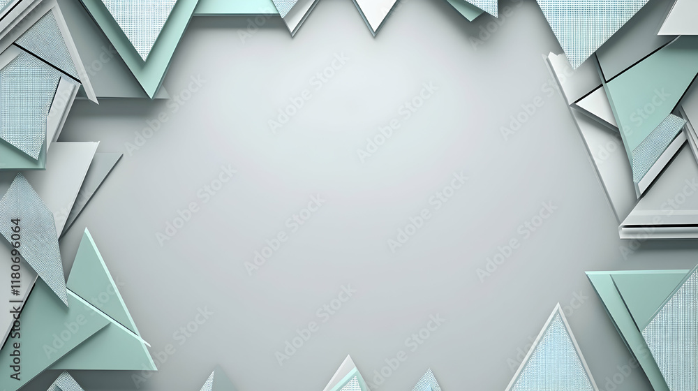 Aufkleber abstract background with light teal and grey geometric shapes forming a frame, perfect for presentat