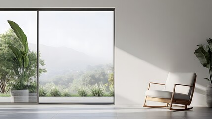 Fototapeta premium A clean and modern sliding glass door with no visible framing against a white wall.