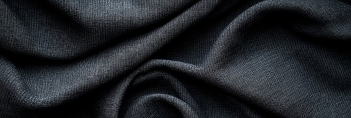 Dark gray fabric texture with soft folds and wrinkles.