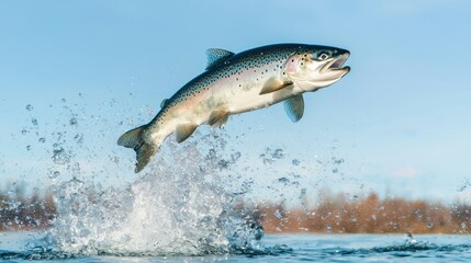 Rainbow Trout Leaping  Water Splash  Wildlife  Nature  Fish