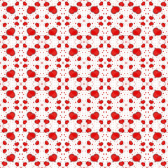 seamless pattern with red hearts and hippopotamus on white background.